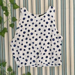 Blue Polka Dot White Tank